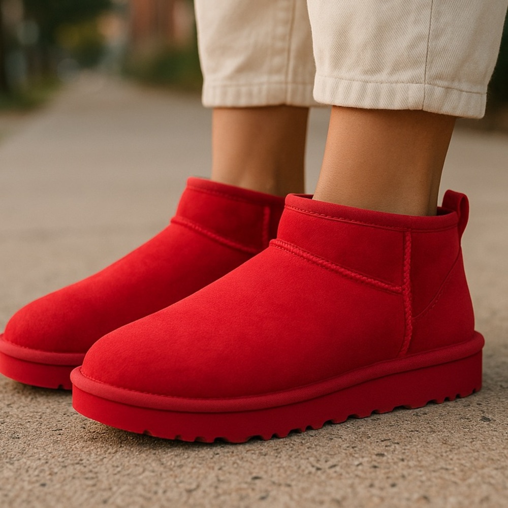 NWOT UGG Classic Kids Ultra Mini, Red, size 5 - Picture 14 of 14